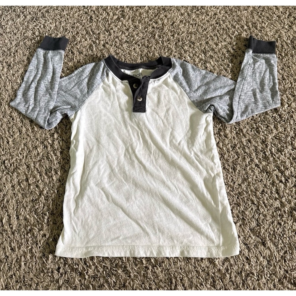 Cherokee Boys White & Gray Long Sleeve Henley Shirt Size 5T